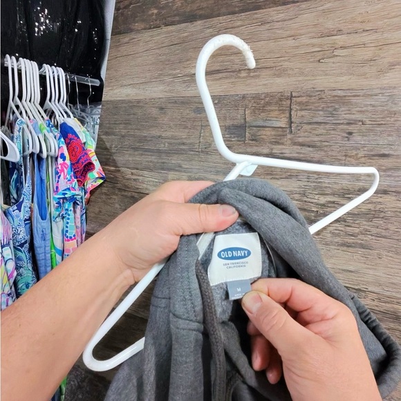 Old Navy Gray Hoodie with White Stripes - Picture 8 of 9